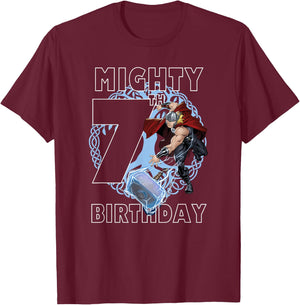 Marvel Thor Mighty 7th Birthday T-Shirt - T-Shirt | Maroon