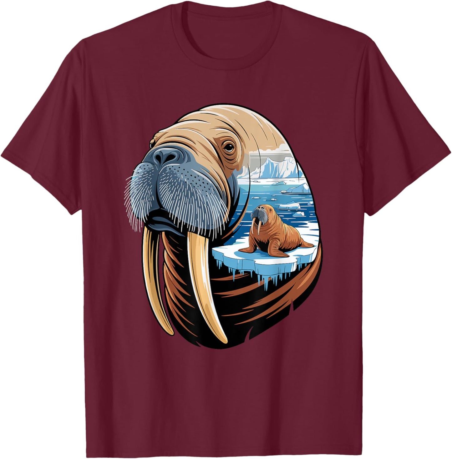 Multiple Exposure Morse Morses T-Shirt - T-Shirt | Maroon
