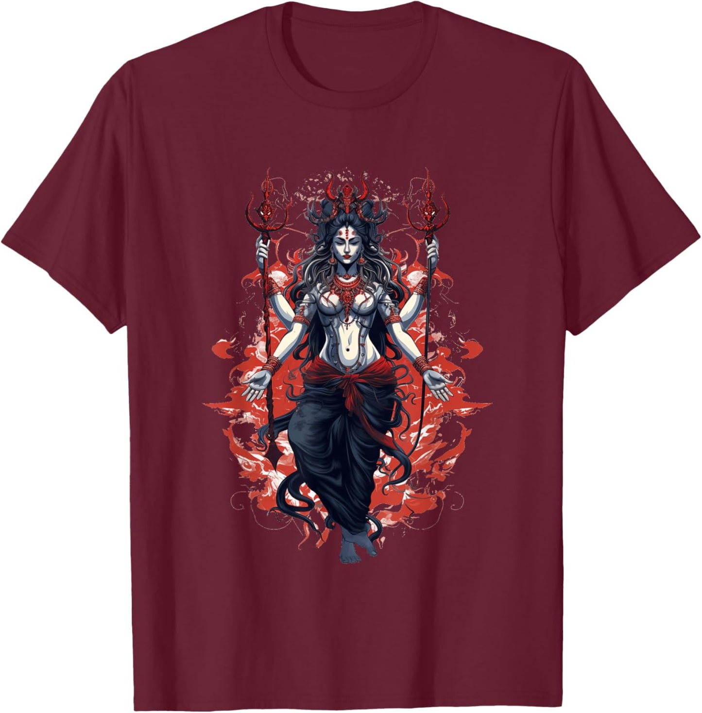 Kali Goddess of Death, Time and Doomsday Hindu Yoga Women T-Shirt - T-Shirt | Maroon