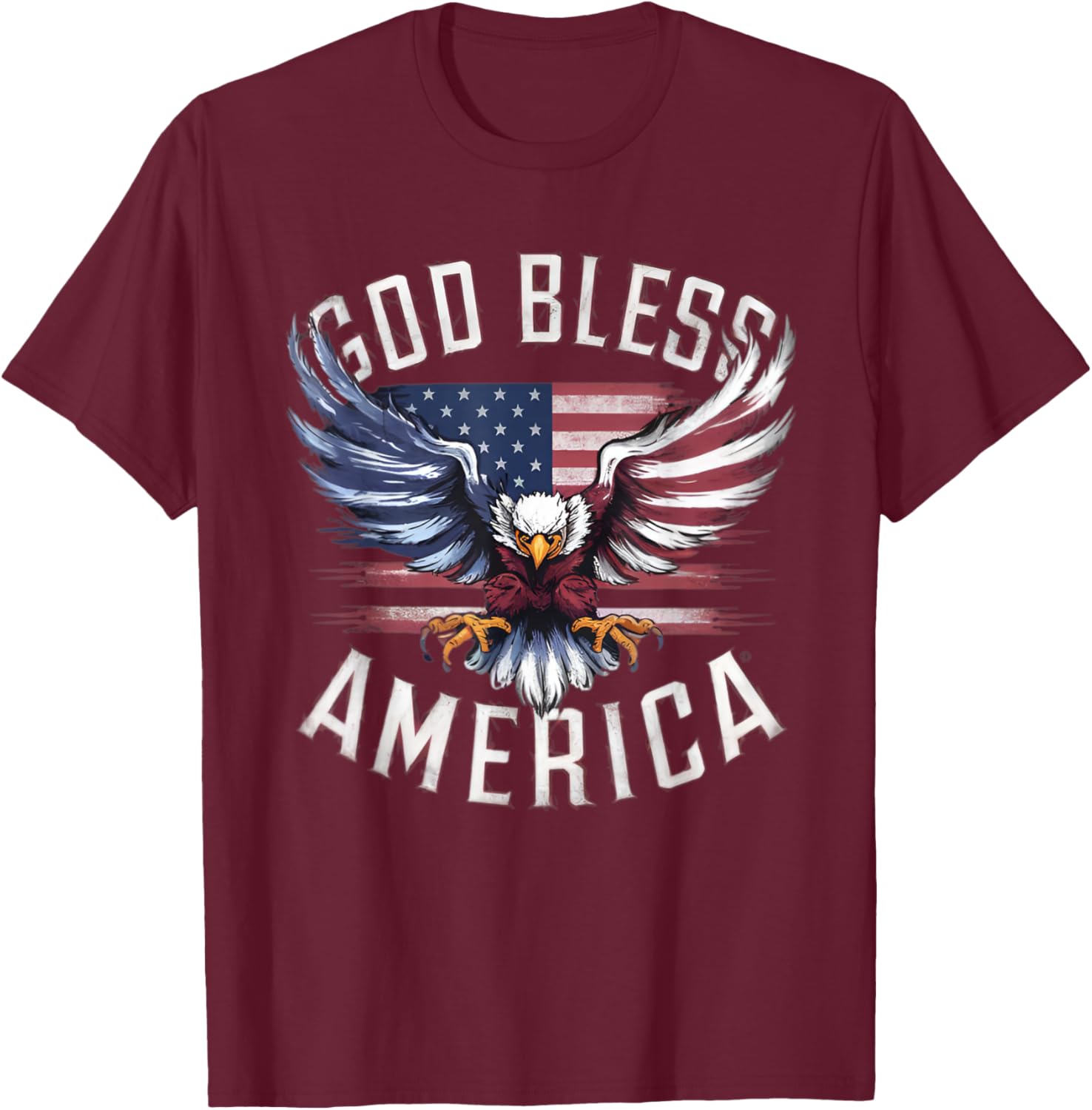God Bless America eagle usa flag 4th of July T-Shirt - T-Shirt | Maroon