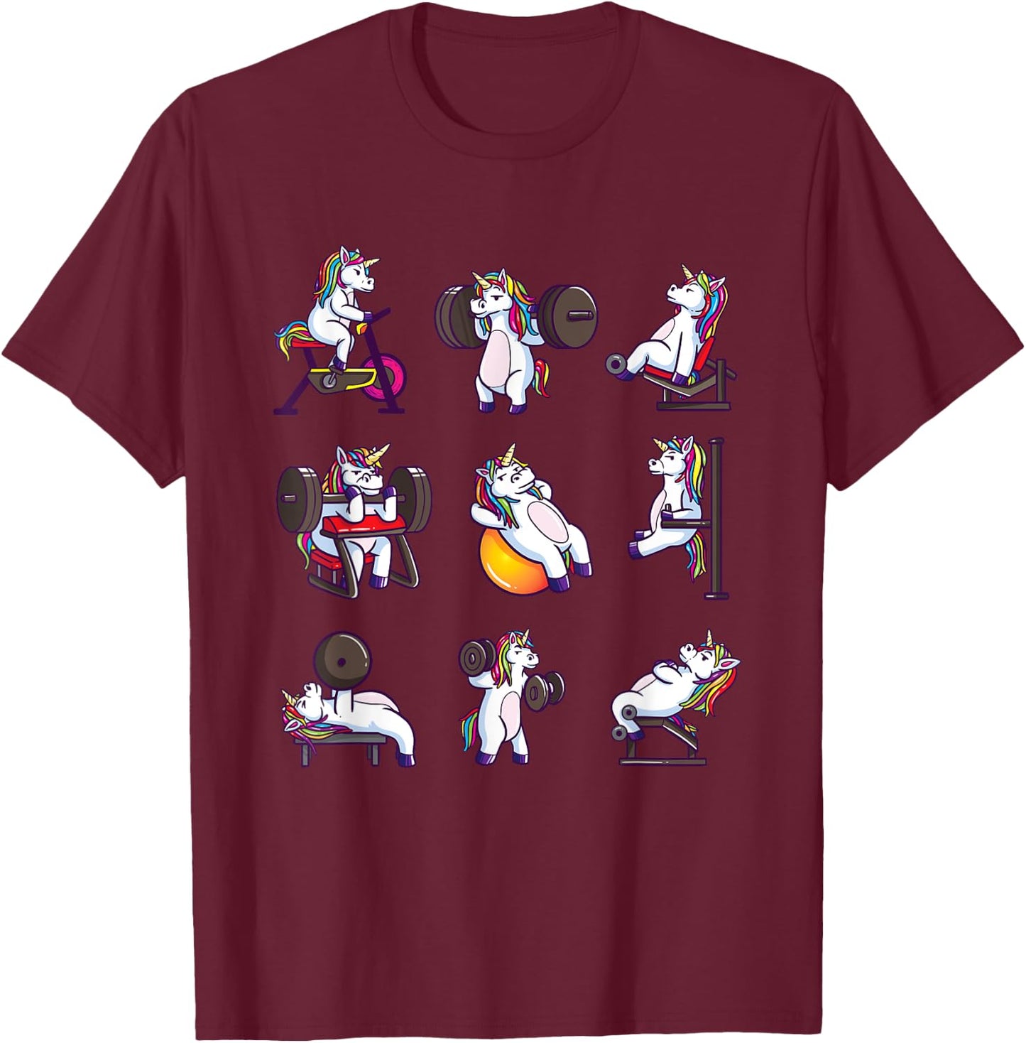 Unicorn Weightlifting Powerlifting Gym Workout Girls Gift T-Shirt - T-Shirt | Maroon
