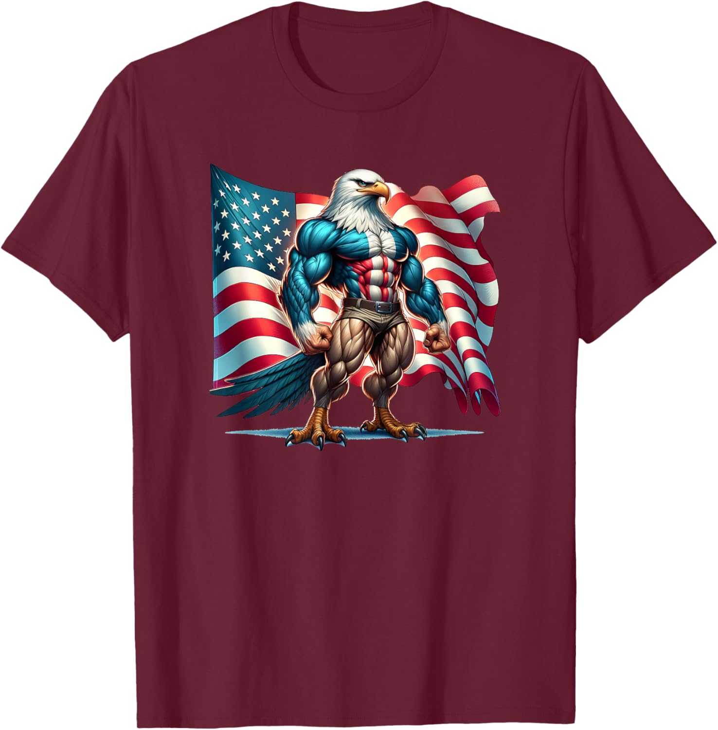 USA American Flag Bald Eagle Freedom Patriotic 4th of July T-Shirt - T-Shirt | Maroon