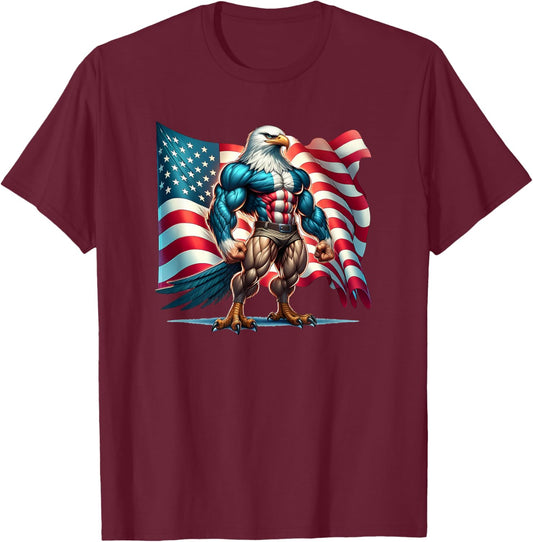 USA American Flag Bald Eagle Freedom Patriotic 4th of July T-Shirt - T-Shirt | Maroon