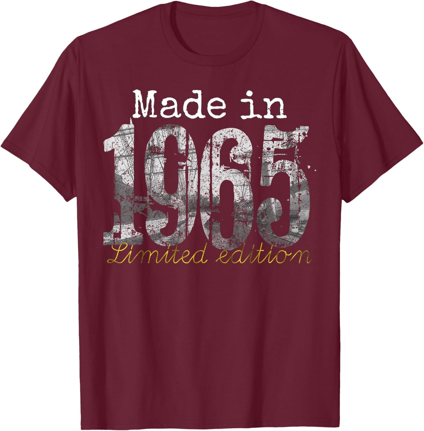 Made in 1965 - 60 Year Old Shirt 1965 60th Birthday Gift T-Shirt - T-Shirt | Maroon
