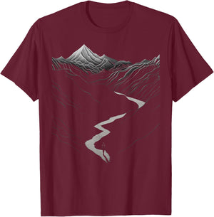 Natur, Zeichnung, Berge, Kunstwerk, Junge, Grafik T-Shirt - T-Shirt | Maroon