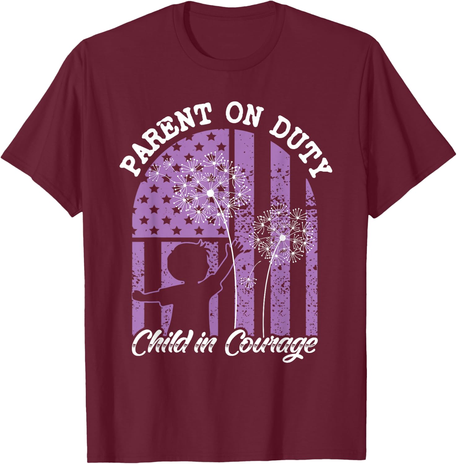 US Flag Military Appreciation Month of the Military Child T-Shirt - T-Shirt | Maroon