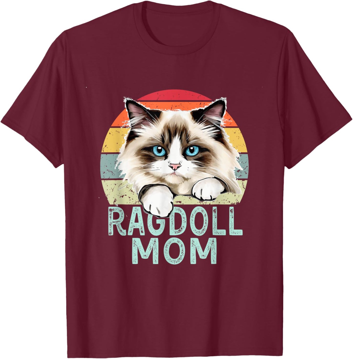 Ragdoll Cat Mom Retro Vintage Funny I Love My Ragdoll Cat T-Shirt - T-Shirt | Maroon