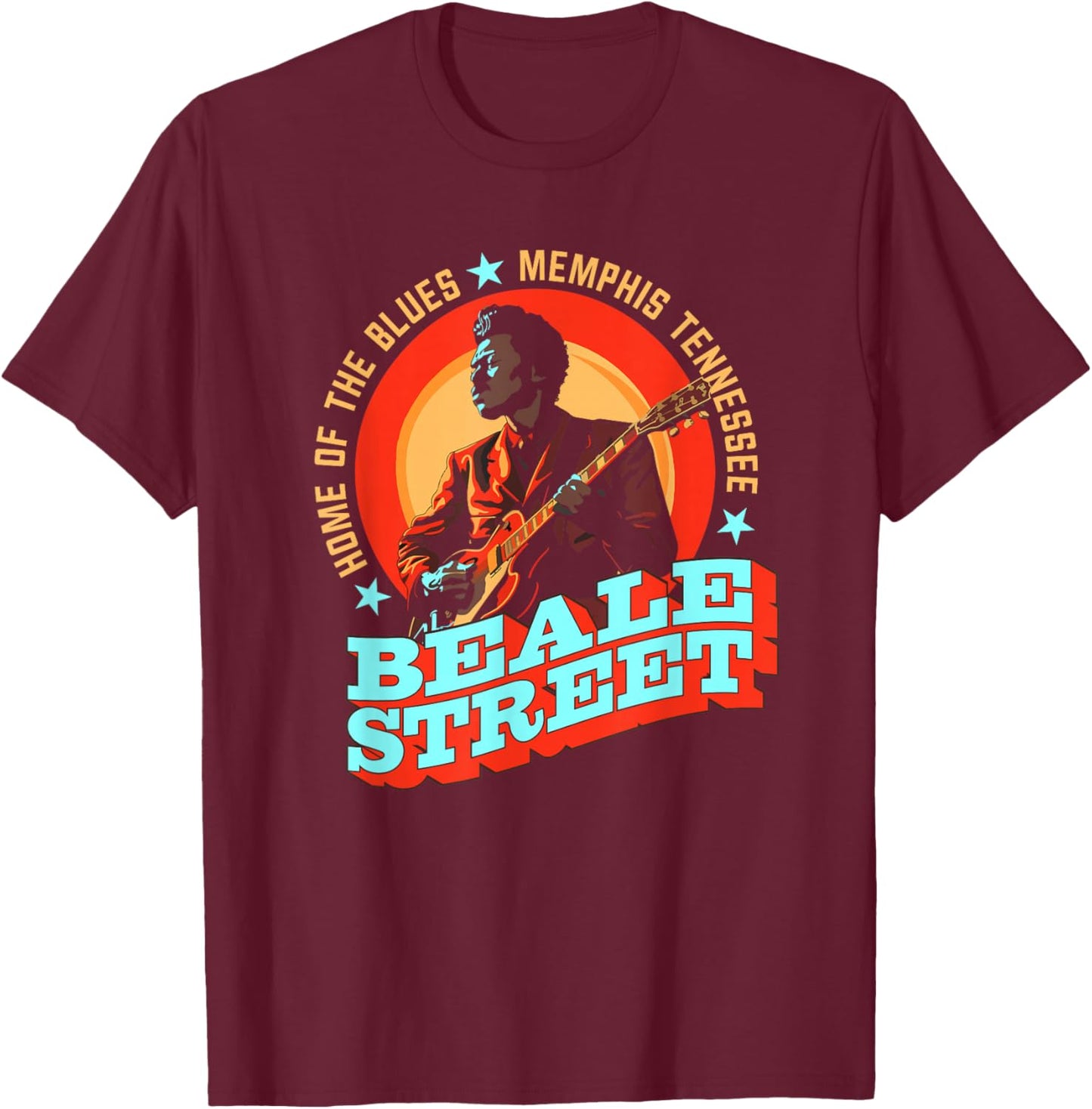 Beale Street Memphis - Guitarist Souvenir T-Shirt - T-Shirt | Maroon