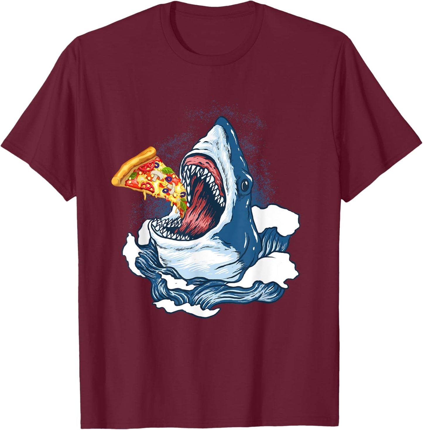 Shark Eating Pizza Shark Merchandise Jaws T-Shirt - T-Shirt | Maroon