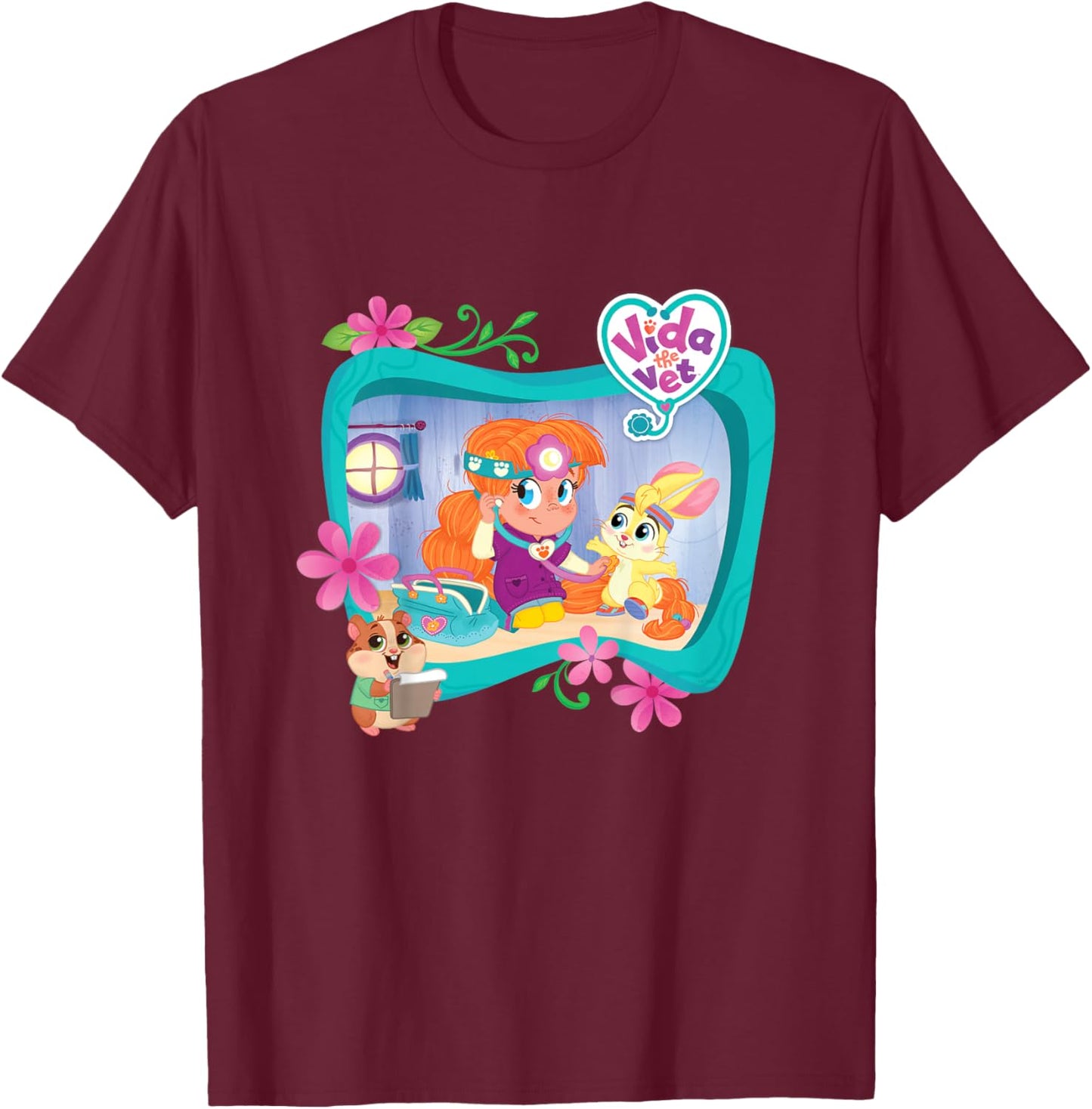 Vida the Vet, The Vet Is In, Graphic Logo T-Shirt - T-Shirt | Maroon