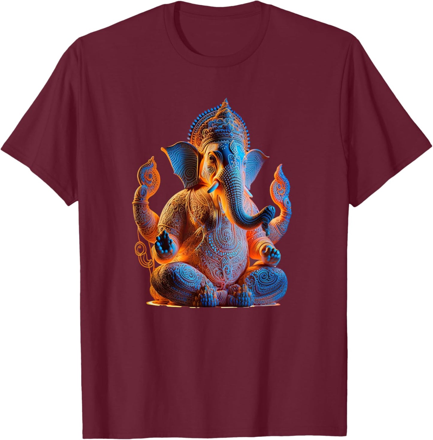 Ganesh Elephant Hindu God Yoga Spiritual Ganesha Meditation T-Shirt - T-Shirt | Maroon