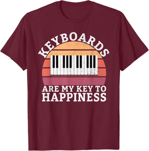 Keyboards are my Key to Happiness Keyboard Player T-Shirt - T-Shirt | Maroon