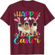 Happy Easter Three Pug Wearing Bunny Ear Pug Lover T-Shirt - T-Shirt | Maroon