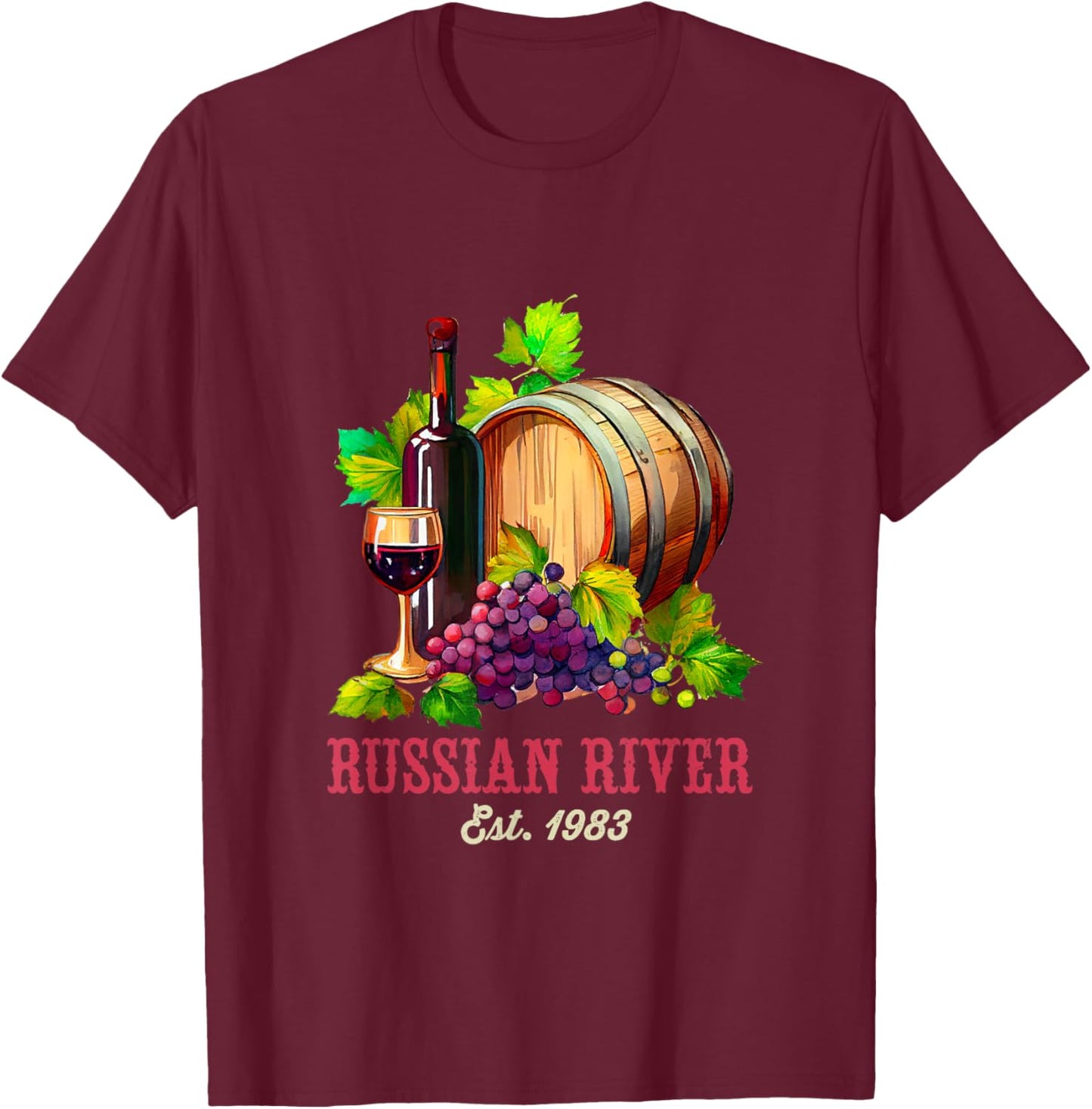 Russian River Sonoma California Vineyard Vintage Wine Region T-Shirt - T-Shirt | Maroon