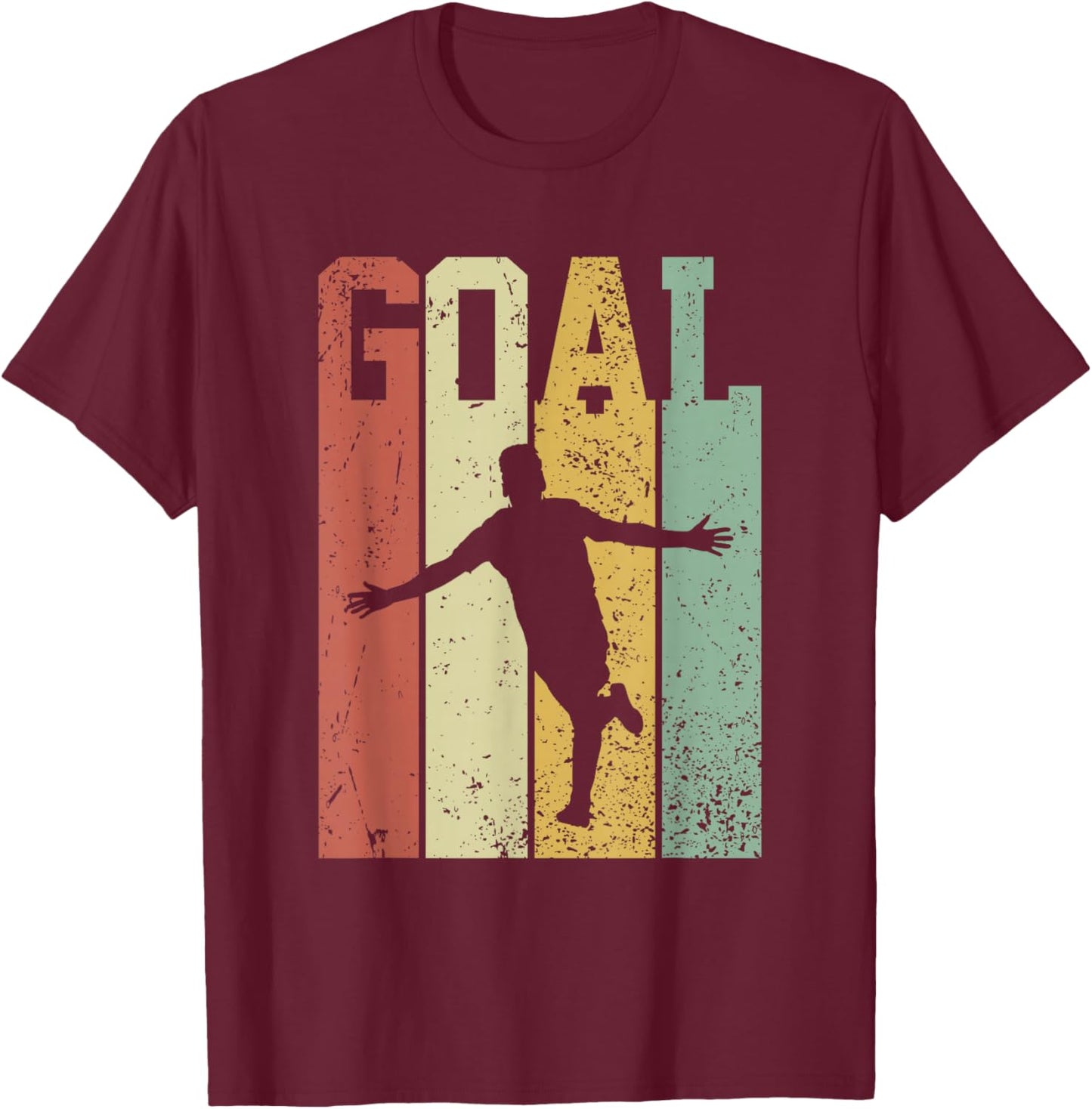 Vintage Retro Classic Soccer Player Goal Celebration T-Shirt - T-Shirt | Maroon