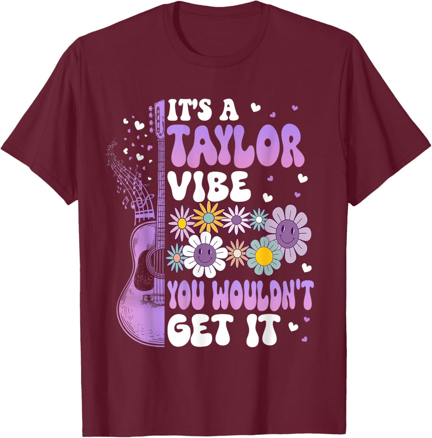 Girl Retro Taylor First Name Personalized Groovy It's A Taylor Vibe You Wouldn't Get It Groovy -Adults, Kids Black Short Sleeve Cotton 65%, Polyester 35% Small Classic Fit Imported T-Shirt - T-Shirt | Maroon