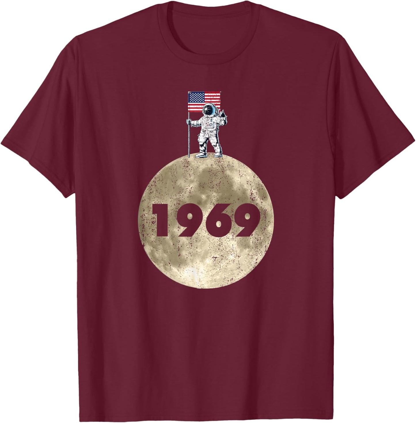1969 Moon Lunar Landing American Astronaut Outer Space T-Shirt - T-Shirt | Maroon
