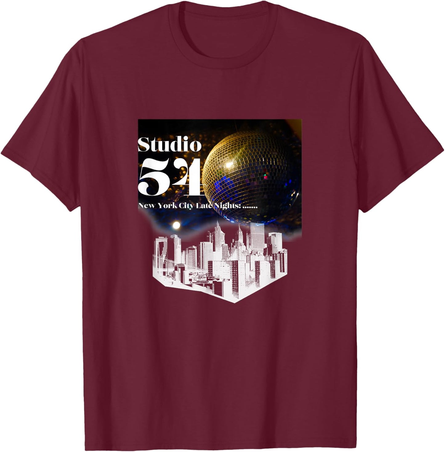 Disco Freaks Store Studio 54 Disco - -Adults, Kids - Black - Small - Short Sleeve T-Shirt - T-Shirt | Maroon