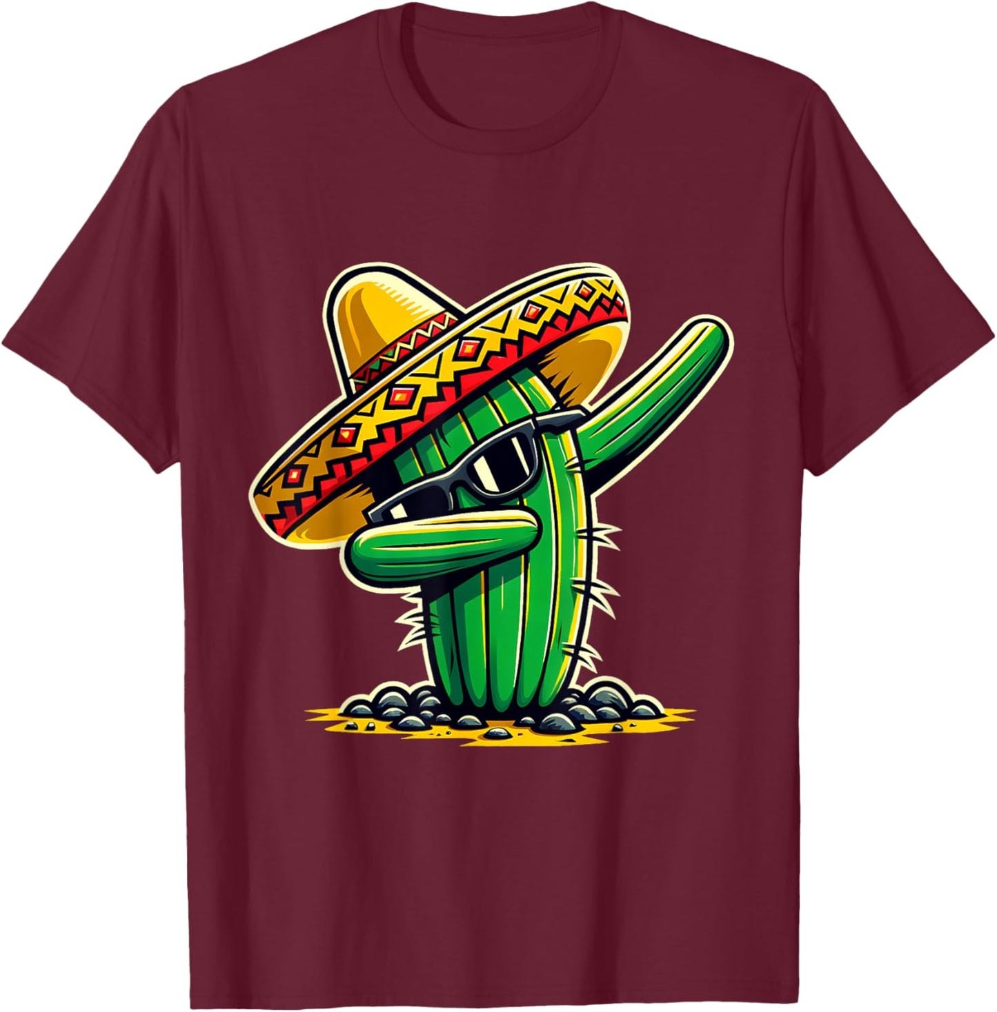 Cinco de Mayo Dabbing Cactus Funny Mexican Boys Toddler Kids T-Shirt - T-Shirt | Maroon