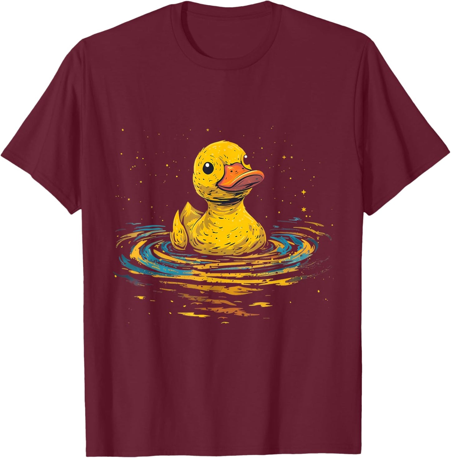 Rubber Duck Swimming Drawing Rubber Duckie Rubber Duckling T-Shirt - T-Shirt | Maroon