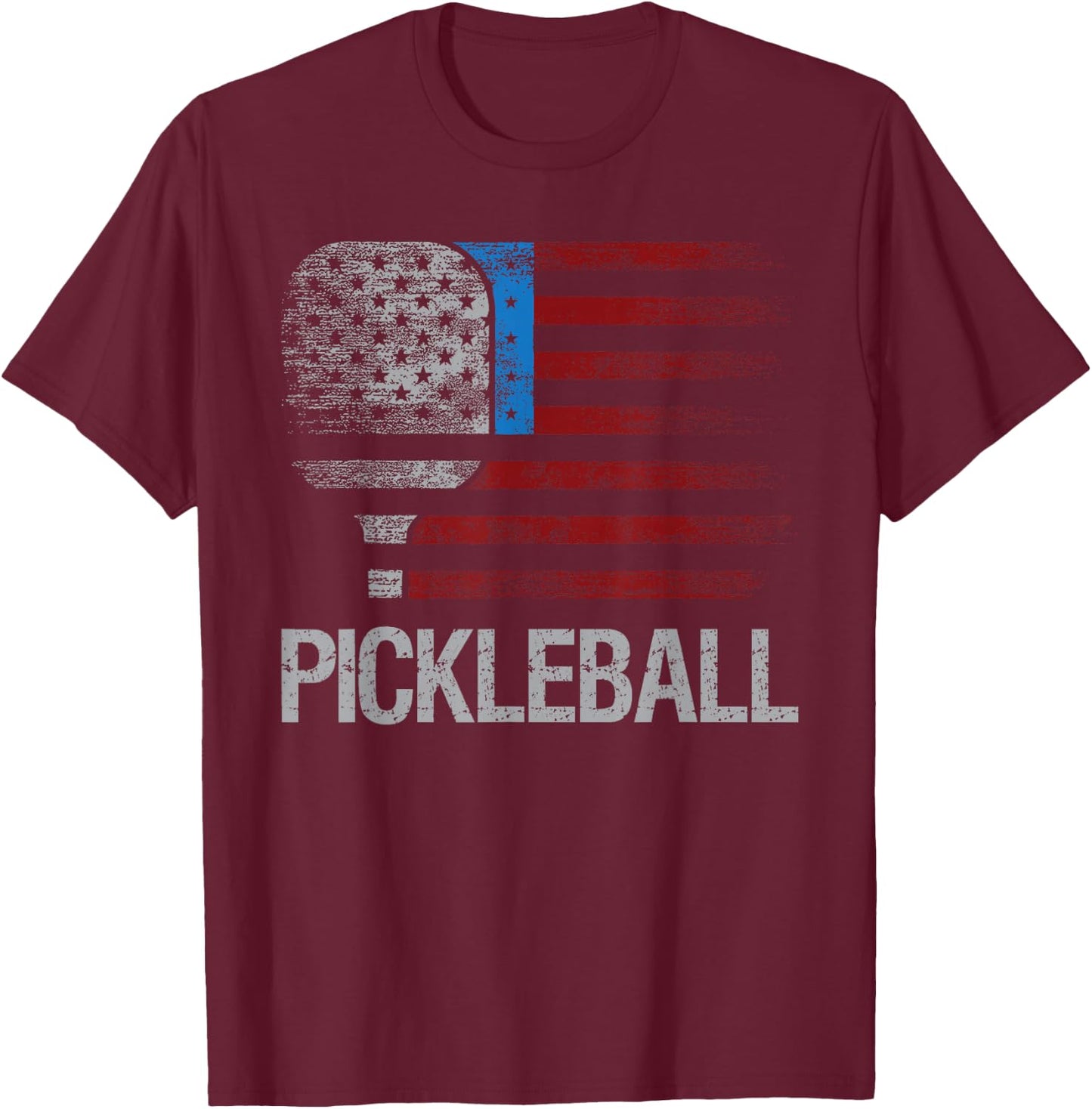 US Flag Pickleball Player Paddleball Lover T-Shirt - T-Shirt | Maroon