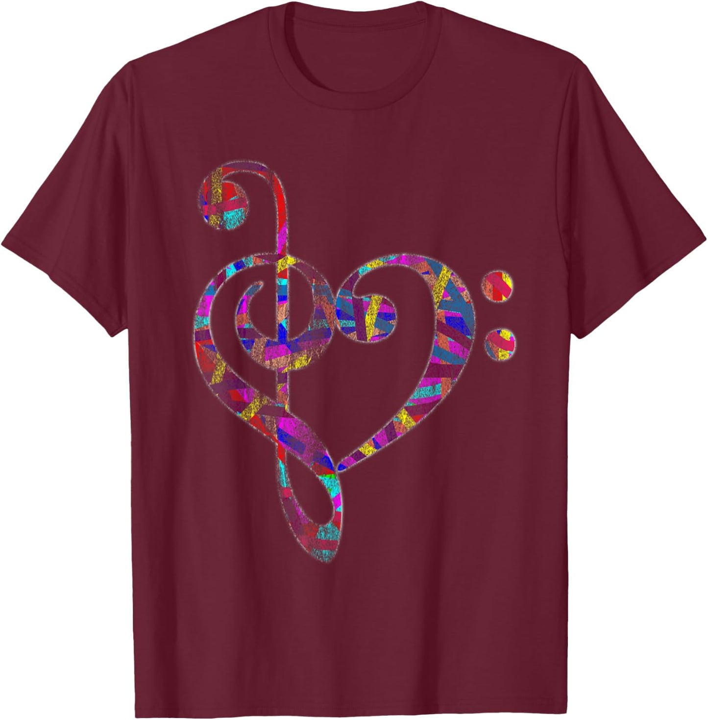 Bass Clef Musician Valentines Day Gifts Treble Clef T-Shirt - T-Shirt | Maroon