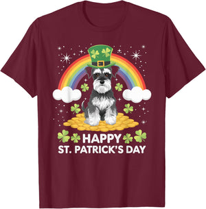 Mini Schnauzer on Miniature Schnauzer Dog St Patricks Day Men Women Kids T-Shirt - T-Shirt | Maroon