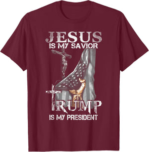 Jesus Is My Savior Trump Is My President Shirt women T-Shirt - T-Shirt | Maroon