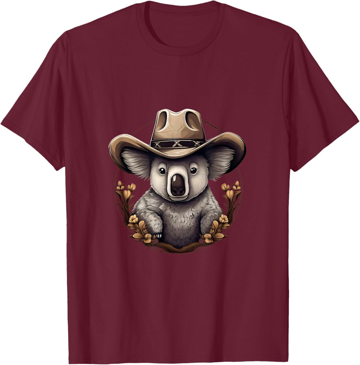 Koala Cowboy Hat Cowgirl Western Australian Koala Lover T-Shirt - T-Shirt | Maroon