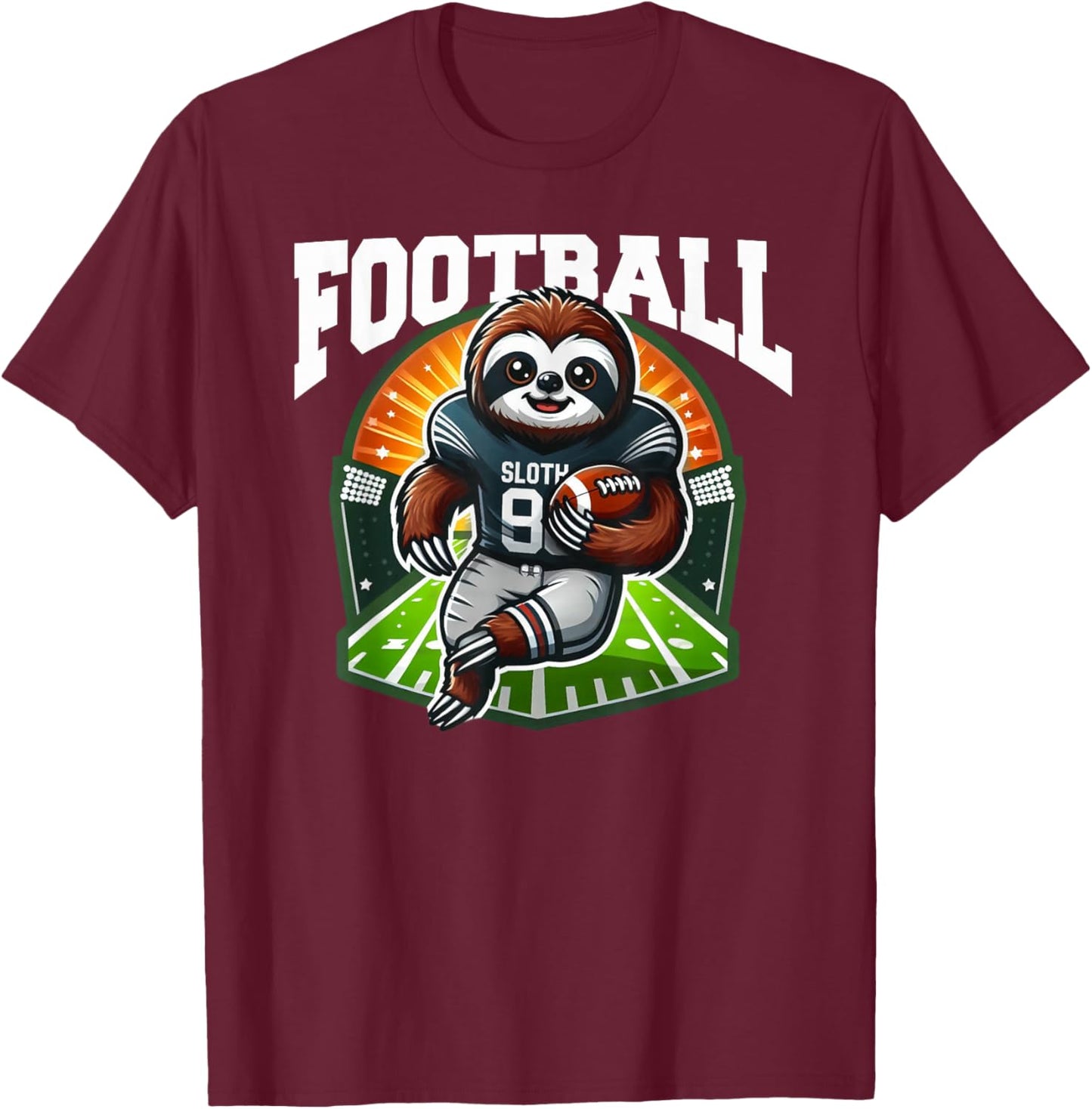 Football Sloth Playing Football Games T-Shirt - T-Shirt | Maroon
