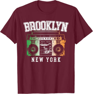Brooklyn NYC - New York City Irish Flag Boombox T-Shirt - T-Shirt | Maroon