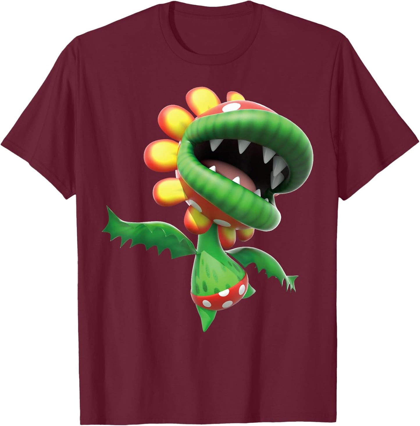 Super Mario Petey Piranha 3D Poster T-Shirt - T-Shirt | Maroon