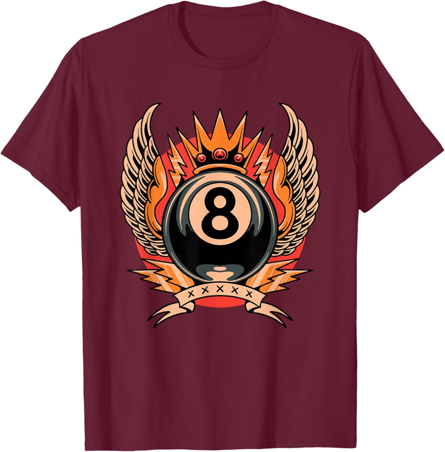 Lucky 8 Ball Art Traditional Tattoo Old School Tattoo Flash T-Shirt - T-Shirt | Maroon