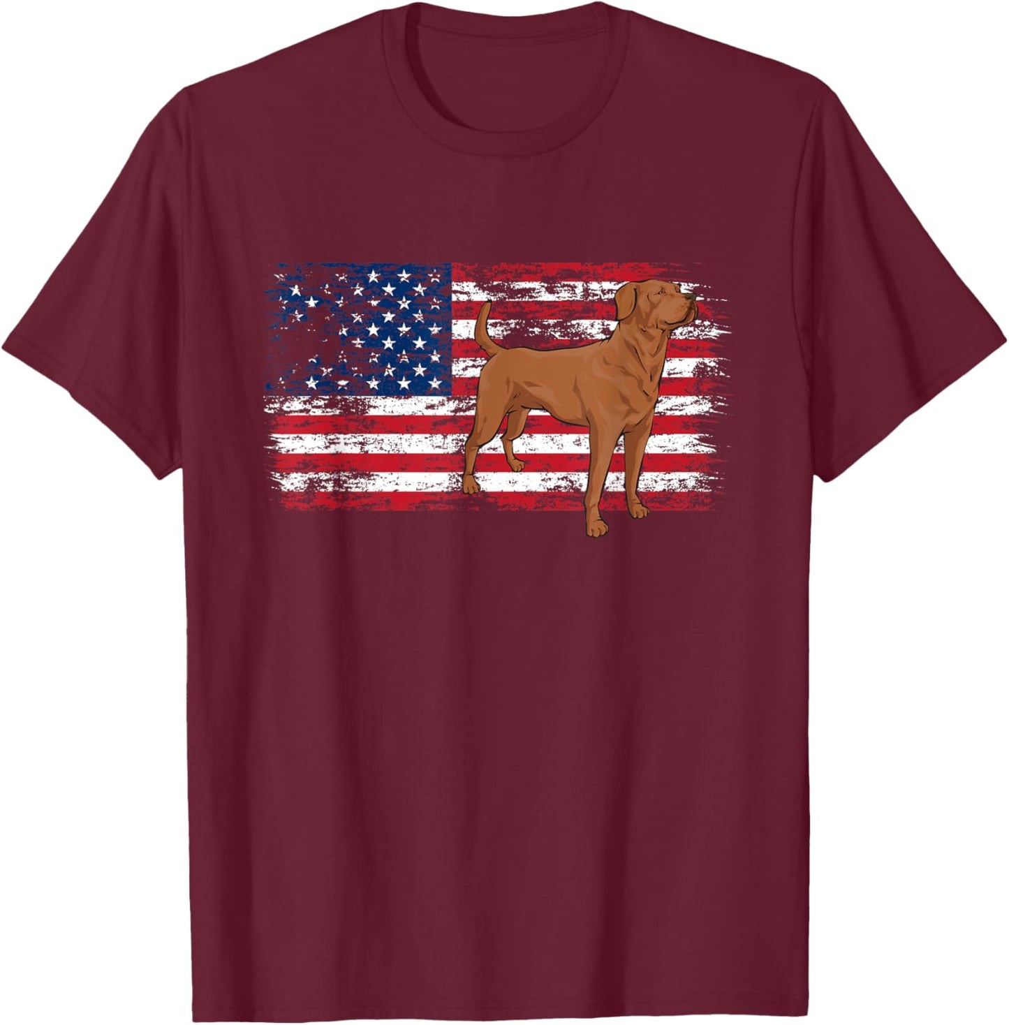 Fox Red Labrador Retriever American Flag Foxred Lab T-Shirt - T-Shirt | Maroon