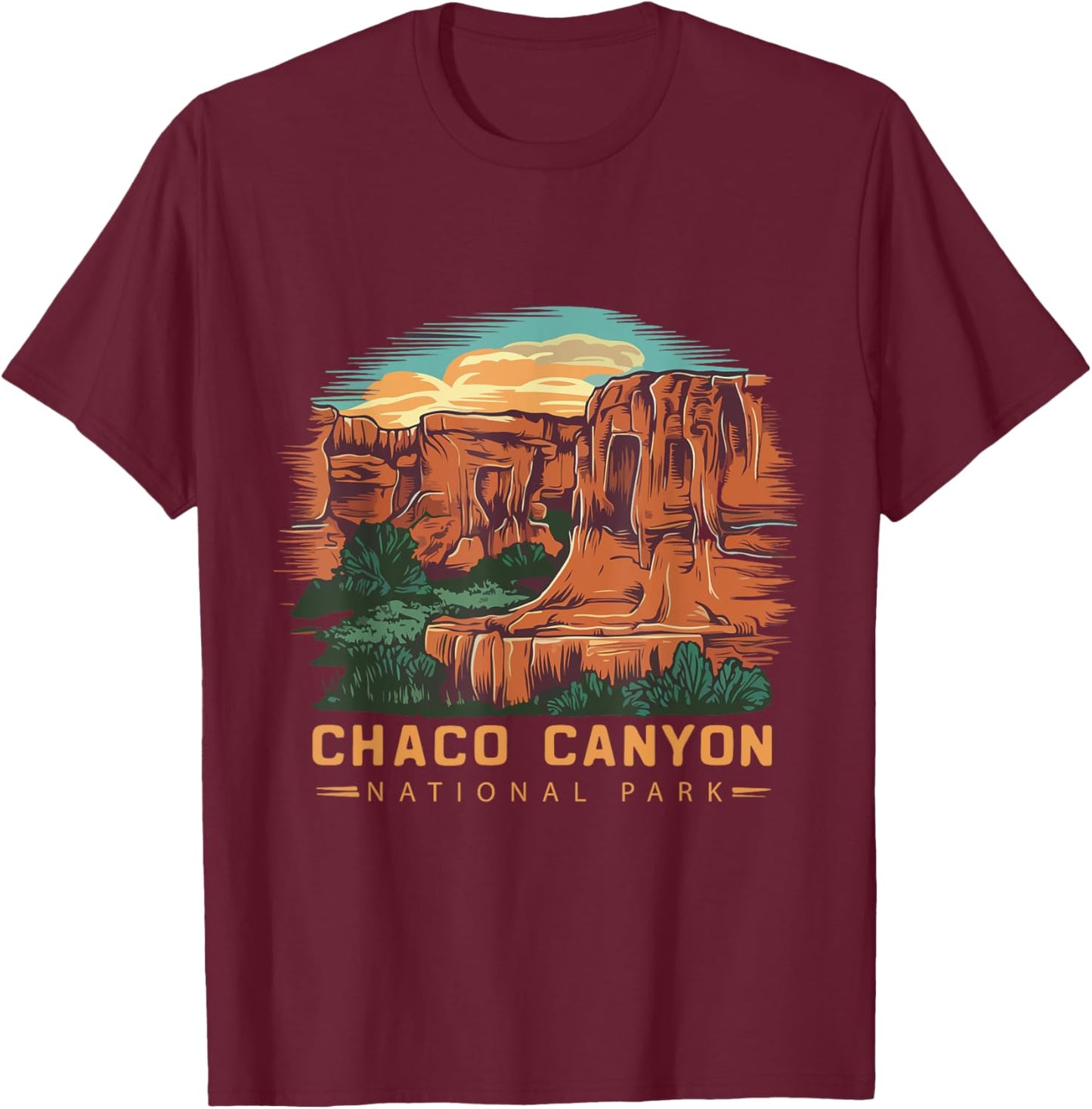 Chaco Canyon National Park T-Shirt - T-Shirt | Maroon