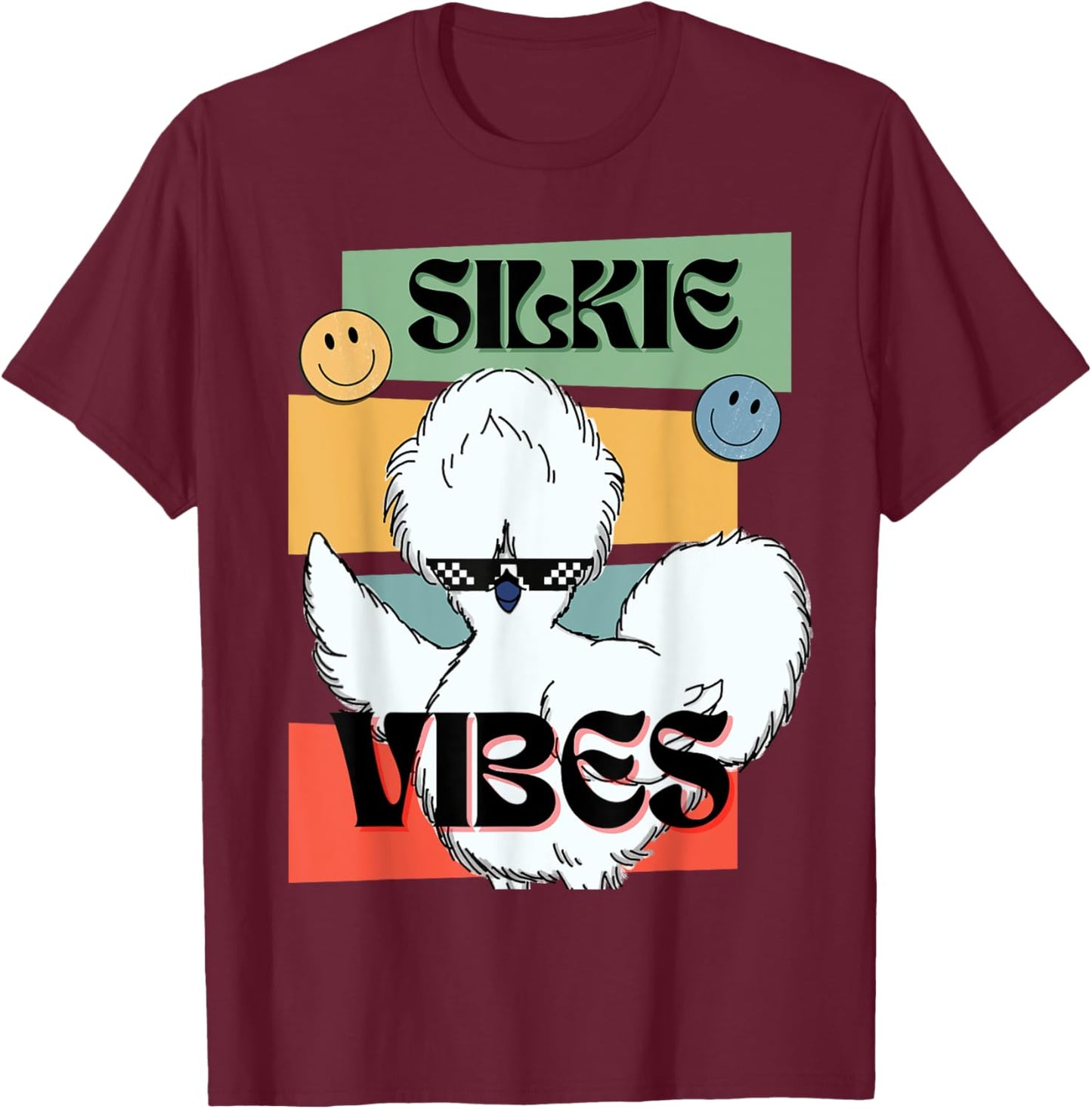 Retro Vintage Silkie Chicken Vibes for Farm Chick Hen Lovers T-Shirt - T-Shirt | Maroon
