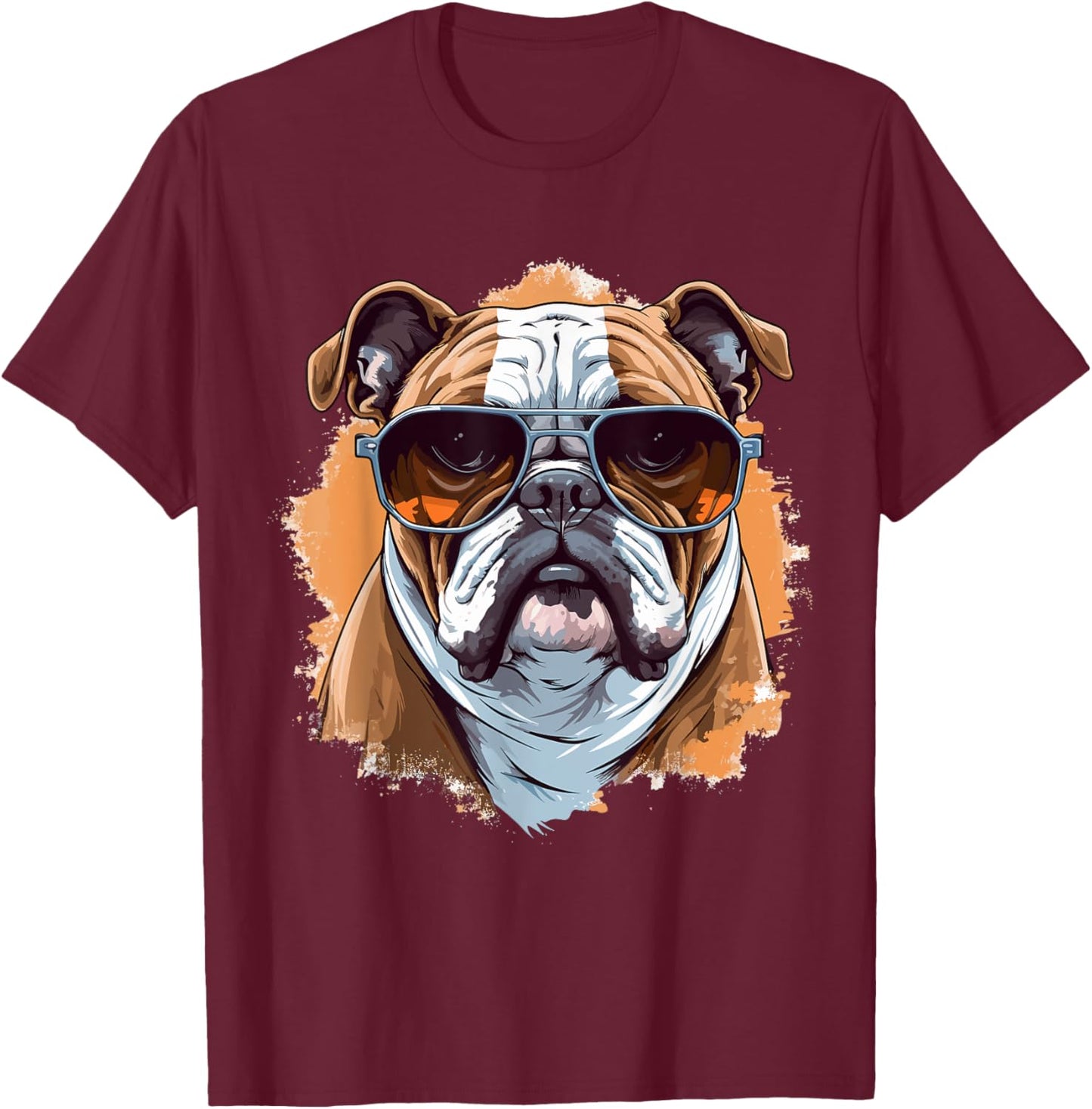 English Bulldog With Sunglasses Women Girls Kids T-Shirt - T-Shirt | Maroon