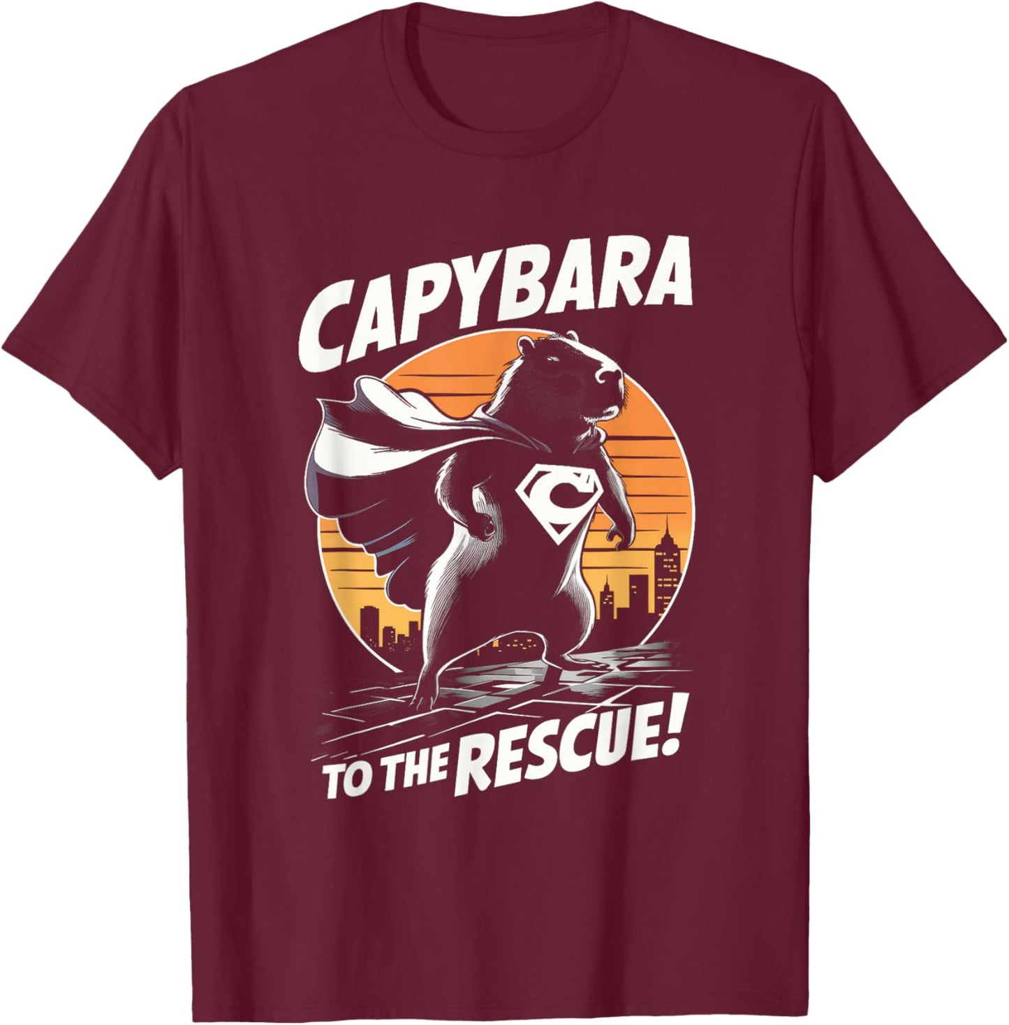Capybara Superhero Shirt – Fun Comic Book Style Apparel T-Shirt - T-Shirt | Maroon