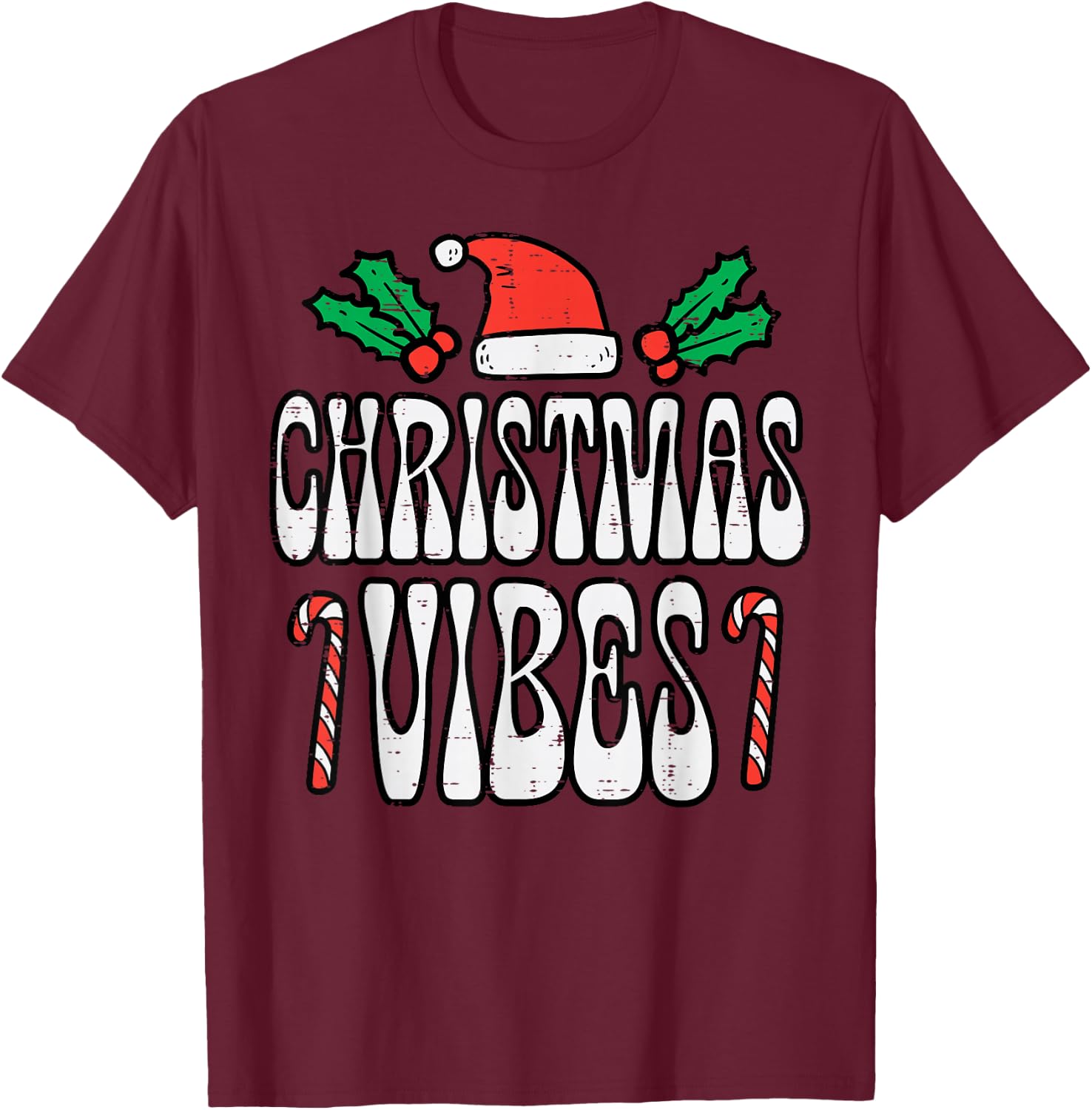 Christmas Vibes Retro Vintage Groovy Xmas Men Women Kids T-Shirt - T-Shirt | Maroon