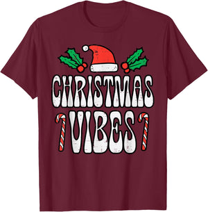 Christmas Vibes Retro Vintage Groovy Xmas Men Women Kids T-Shirt - T-Shirt | Maroon