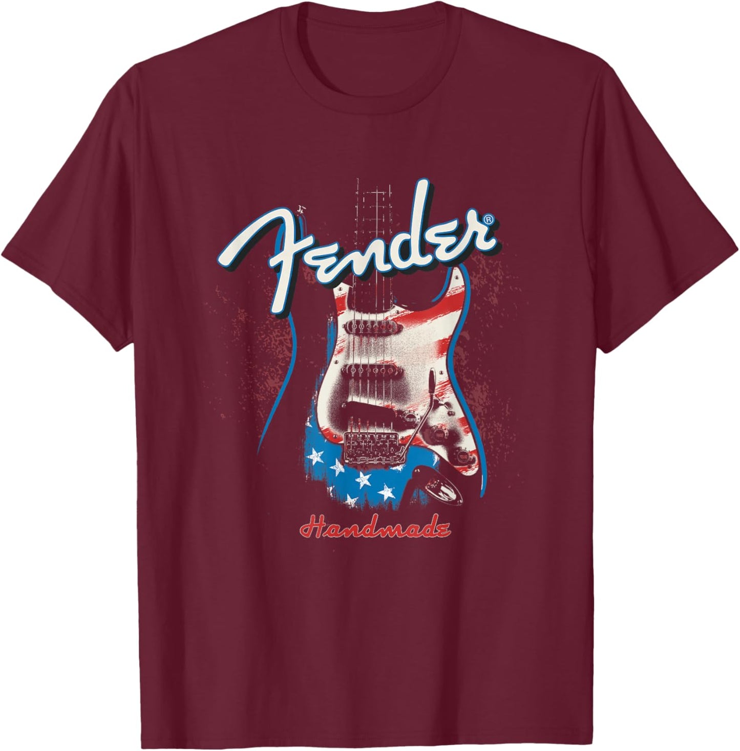 Fender Handmade Guitars 4th of July American Flag T-Shirt - T-Shirt | Maroon