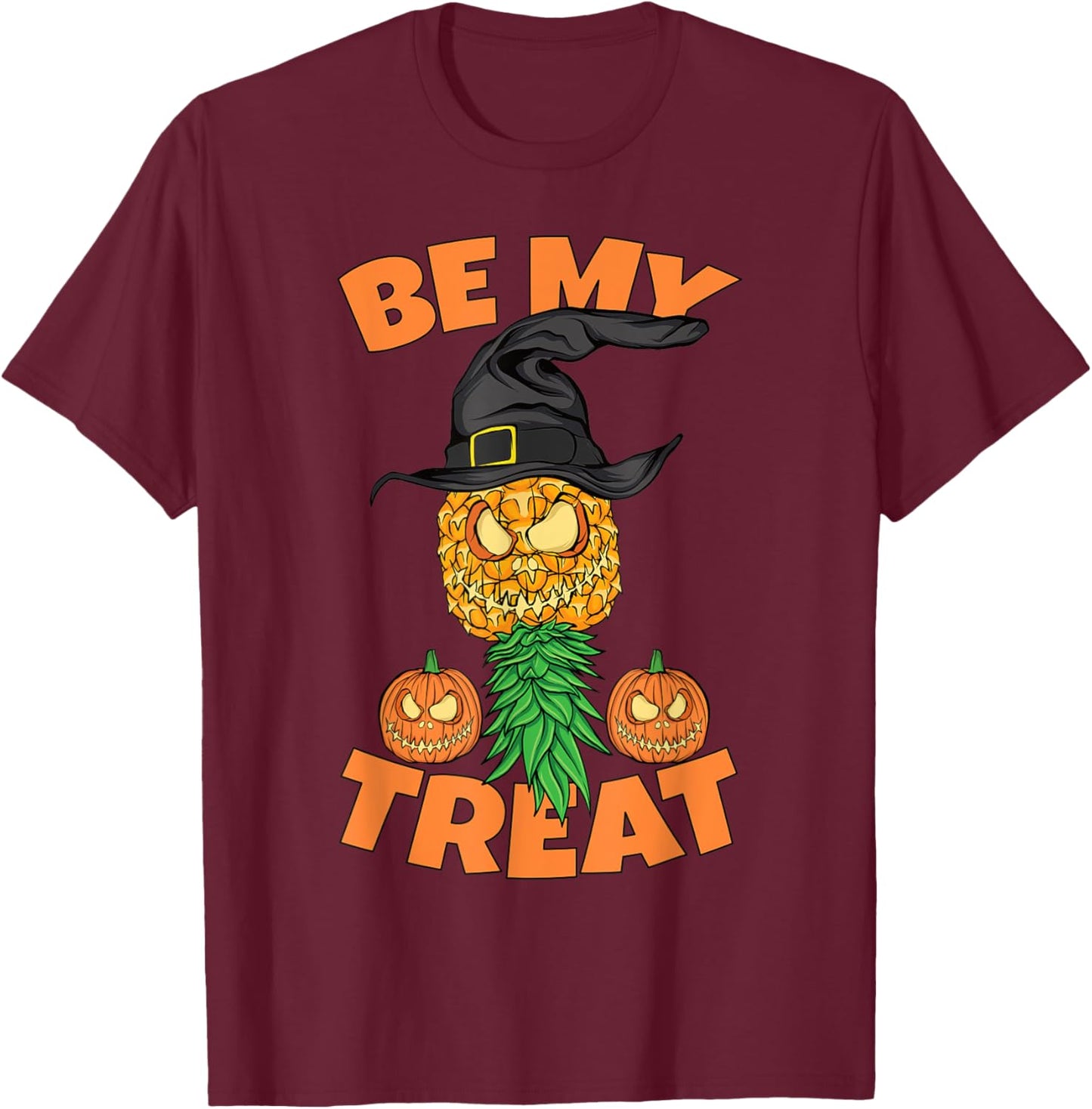 Halloween Be My Treat Upside Down Pineapple Funny Swinger T-Shirt - T-Shirt | Maroon