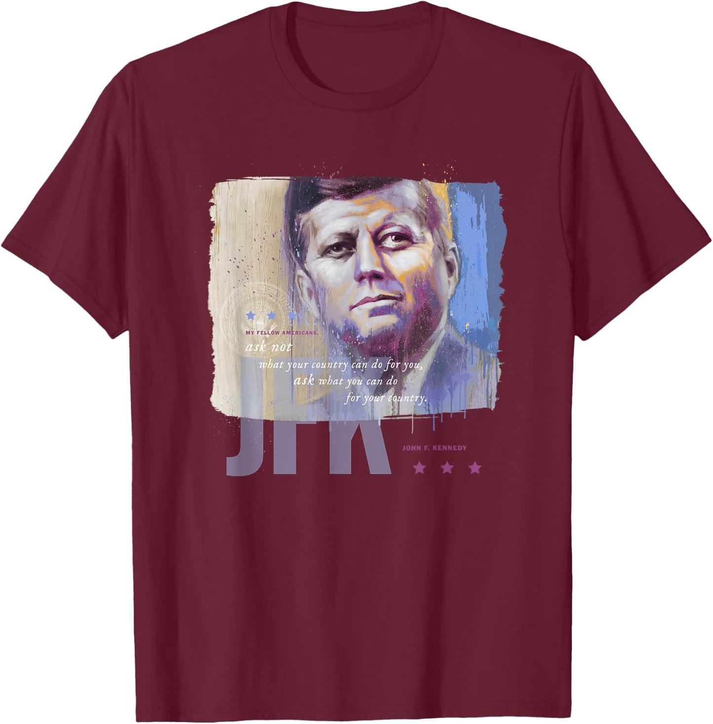 JFK US President John F Kennedy portrait T-Shirt - T-Shirt | Maroon