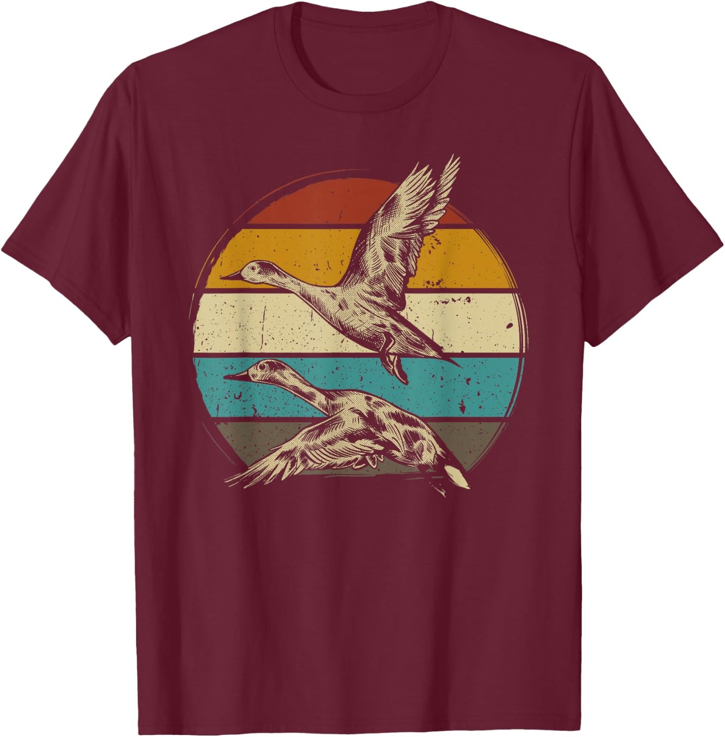 Duck 70s 80s Retro Vintage T-Shirt - T-Shirt | Maroon