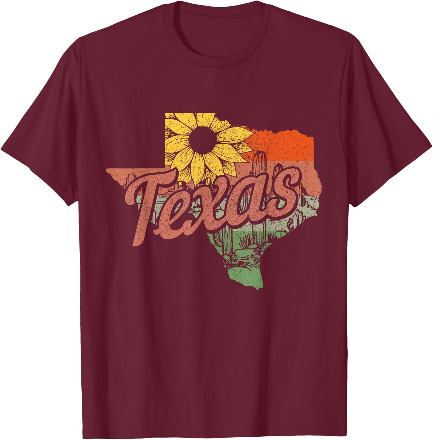 Texas TX State Map Pride Vintage T-Shirt - T-Shirt | Maroon