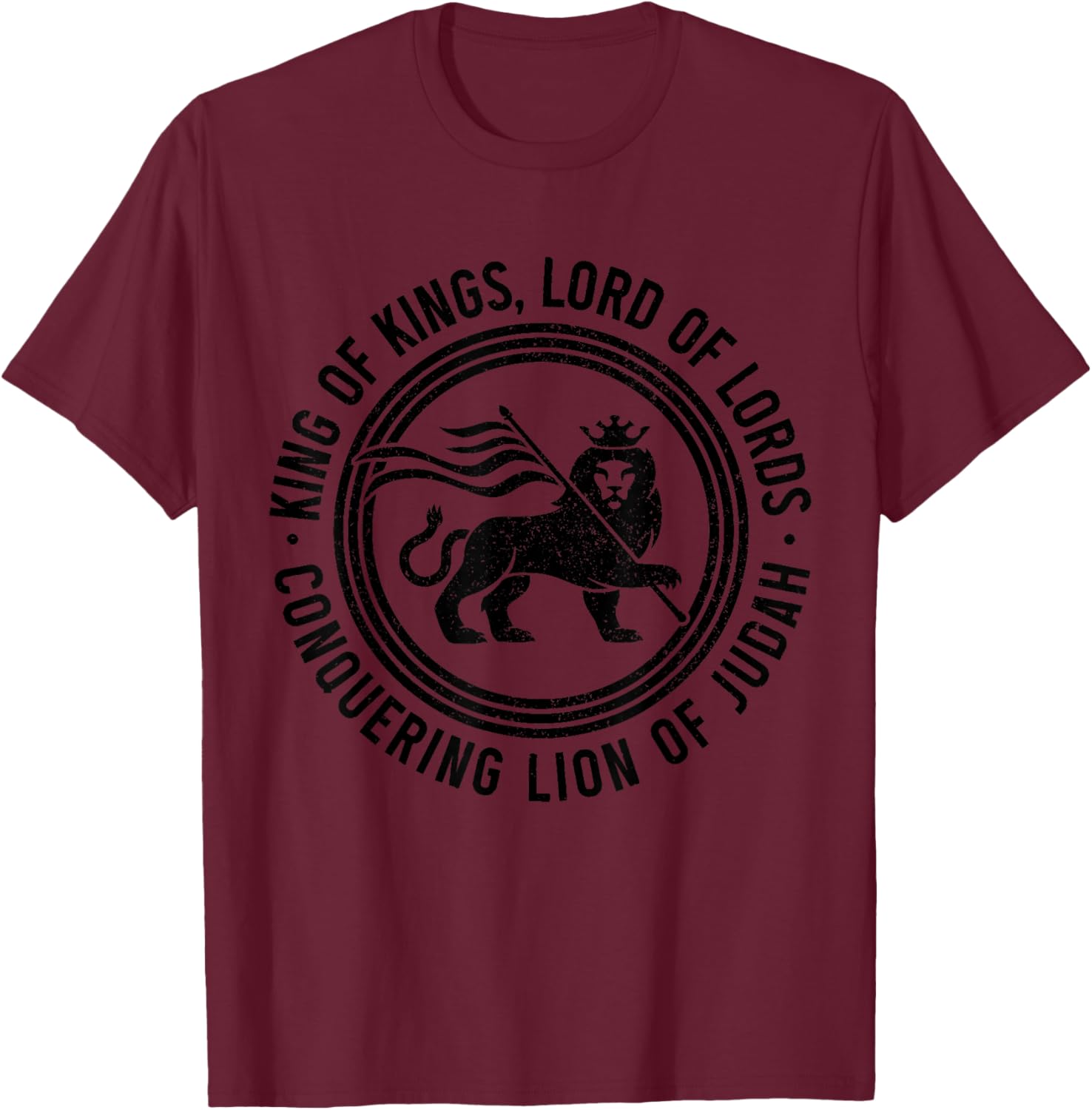 Lion of Judah Reggae Music Rastafari Hebrew Israelite T-Shirt - T-Shirt | Maroon