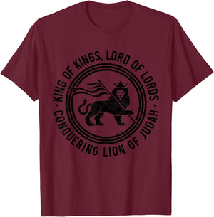 Lion of Judah Reggae Music Rastafari Hebrew Israelite T-Shirt - T-Shirt | Maroon