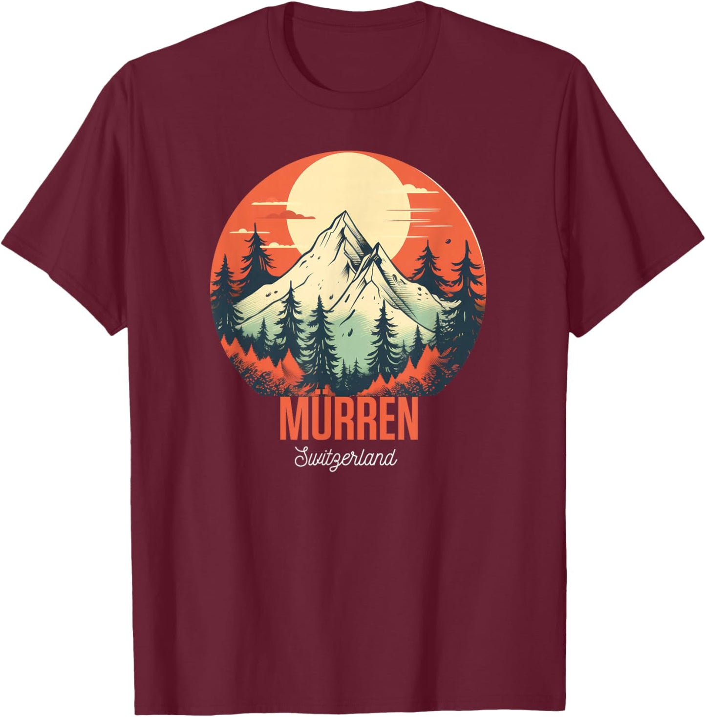 Murren Switzerland Shirt Swiss Alps Mountain T-Shirt - T-Shirt | Maroon