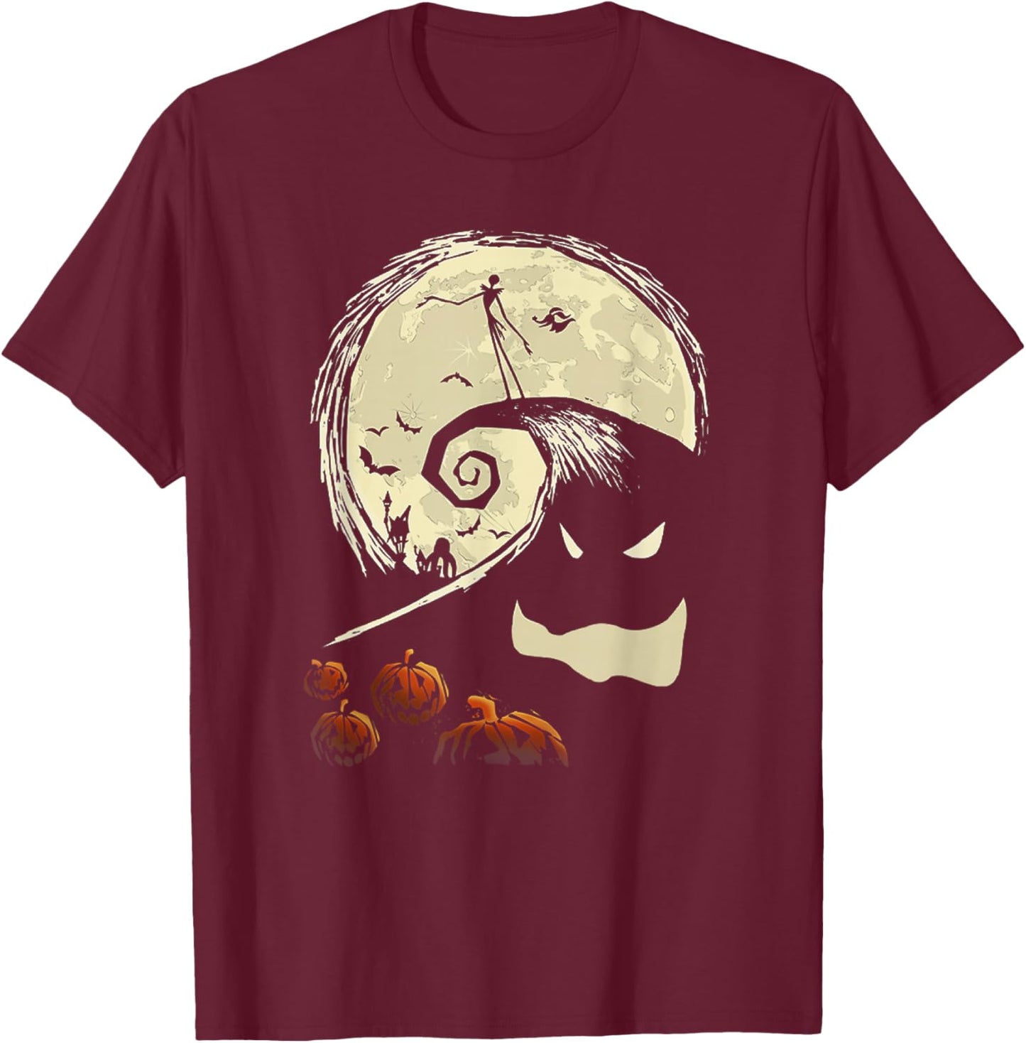 Disney The Nightmare Before Christmas Halloween Oogie Spiral T-Shirt - T-Shirt | Maroon