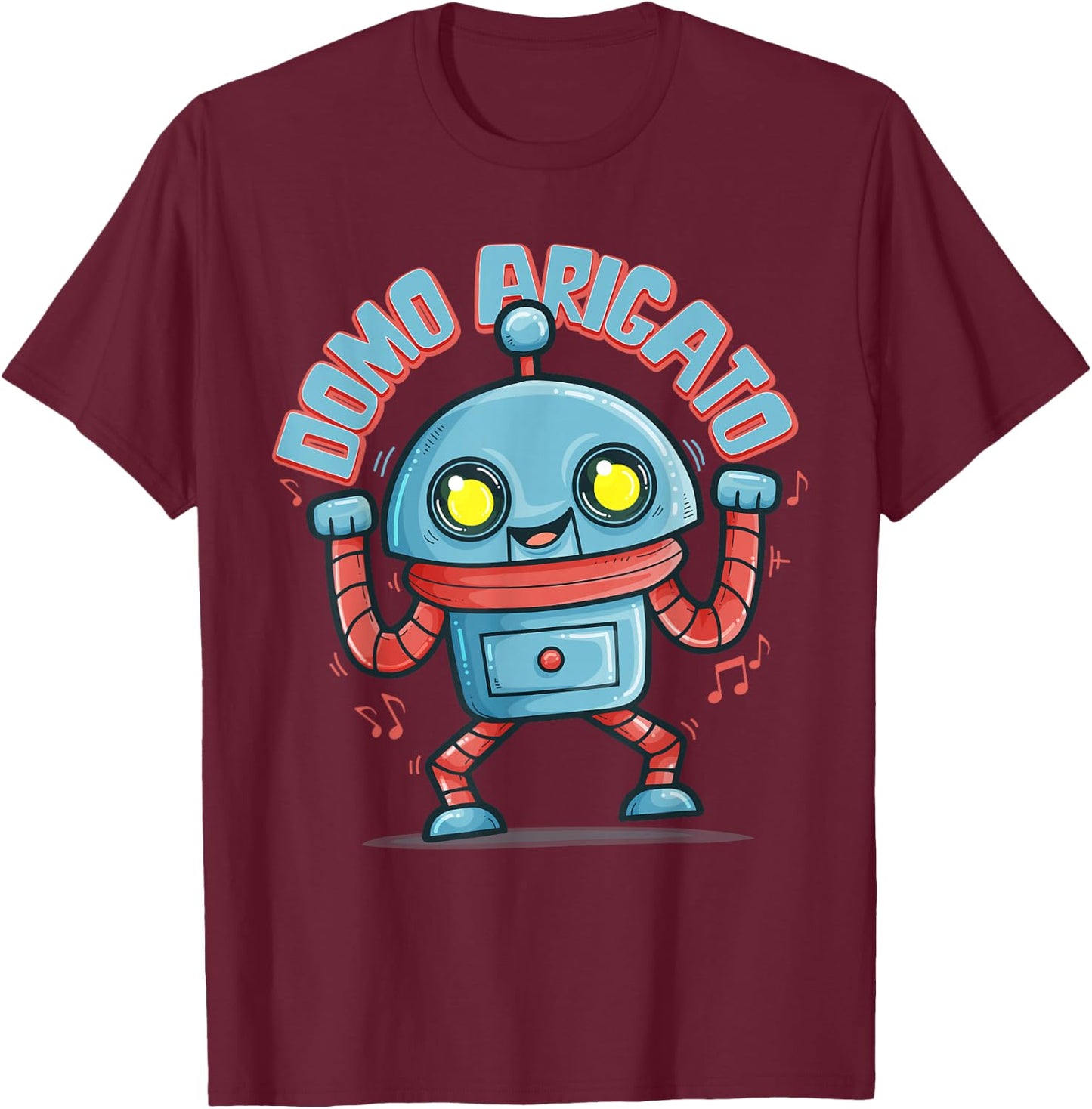 Japanese Retro 80s Music Party Robot Domo Arigato Eighties T-Shirt - T-Shirt | Maroon